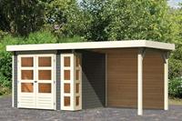 Woodfeeling | Tuinhuis Kerko 3 met Overkapping 2,4 en Achterwand | Terragrijs