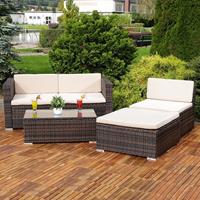 MUCOLA Lounge Sitzgruppe Rattanlounge Rattanmöbel Ecksofa Garten Tisch Polster braun