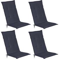 BEAUTISSU 4er Set Hochlehner Auflagen Loft HL 120x50x6cm Dunkelblau