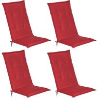 BEAUTISSU 4er Set Hochlehner Auflagen Loft HL 120x50x6cm Rot