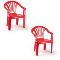 2x Kinderstoelen rood kunststof 35 x 28 x 50 cm -