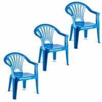 3x stuks kinderstoelen blauw kunststof 35 x 28 x 50 cm -