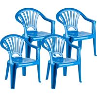 6x stuks kinderstoelen blauw kunststof 35 x 28 x 50 cm -