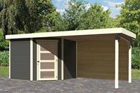 Woodfeeling | Tuinhuis Schwandorf 5 met Overkapping 2,8 en Achterwand | Terragrijs