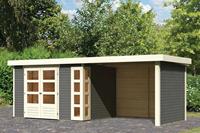 Woodfeeling | Tuinhuis Kerko 5 met Overkapping 2,8, Zij- en Achterwand | Terragrijs