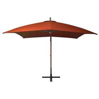 Zweefparasol met paal 3x3 m massief vurenhout terracotta