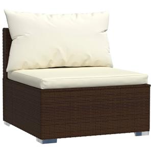 VIDAXL Garten-Mittelsofa mit Kissen Braun Poly Rattan - Braun