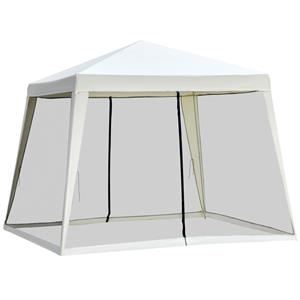 Outsunny Gartenpavillon Festzelt Partyzelt wetterfest Zelt mit Moskitonetz Beige 3x3m