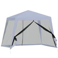 Outsunny tuinpaviljoen paviljoen feesttent partytent weerbestendige tent met muggengaas metaal + polyester grijs 3 x 3 m
