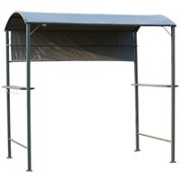 Outsunny Barbecue-paviljoen met vlamvertragend dak BBQ-paviljoen met 2 schappen polyester zwart