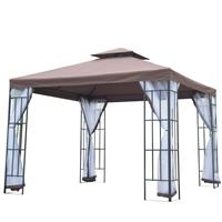 Outsunny Pavillon Gartenpavillon Partyzelt Gartenzelt Festzelt Doppeldach 3x3m