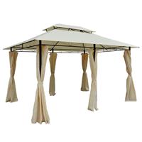 Outsunny Pavillon Gartenpavillon Partyzelt Gartenzelt Festzelt Doppeldach 3x4m Beige+Schwarz