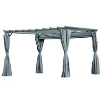 Outsunny Pergola-Pavillion mit einstellbarem Stoffdach witterungsbeständig wasserabweisend Sonnenschutz Polyester Stahl Grau 3,6 x 3 x 2,43 m