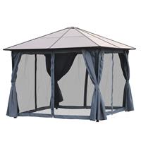 Outsunny Pavillon 3 x 3m Gartenpavillon Partyzelt mit Seitenteilen PC Dach Alu Dunkelgrau