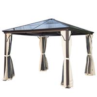 Outsunny Paviljoen tuinpaviljoen aluminium partytent tuintent muggengaas pc-dak 3 x 3 m