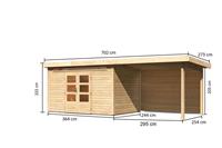 Woodfeeling | Tuinhuis Kandern 7 met Overkapping 3,2 en Achterwand | Onbehandeld