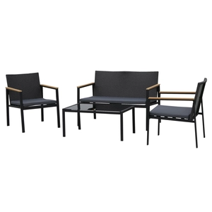 Outsunny Polyrattan Sitzgruppe als 4-teiliges Set schwarz/grau