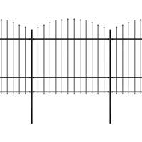 vidaXL Tuinhek met speren bovenkant (1,5-1,75)x6,8 m staal zwart