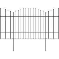 vidaXL Tuinhek met speren bovenkant (1,5-1,75)x10,2 m staal zwart