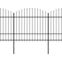 vidaXL Tuinhek met speren bovenkant (1,5-1,75)x11,9 m staal zwart