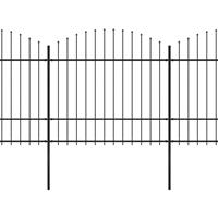 vidaXL Tuinhek met speren bovenkant (1,5-1,75)x13,6 m staal zwart