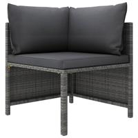 4-delige Loungeset met kussens poly rattan grijs