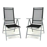 VCM 2er Set Klappstuhl schwarz Aluminium Gartenstuhl Balkonstuhl Rahmen hellgrau