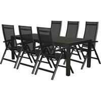 Hioshop Efour tuinmeubelset 1 tafel met 6 stoelen.