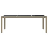 vidaXL Tuintafel 190x90x75 cm gehard glas en poly rattan beige