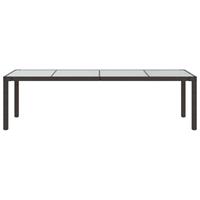 vidaXL Tuintafel 250x100x75 cm gehard glas en poly rattan bruin