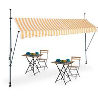 RELAXDAYS Klemmmarkise, 350 cm breit, höhenverstellbar, ohne Bohren, UV-beständig, Sonnenschutz für Balkon, weiß-orange