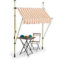 RELAXDAYS Klemmmarkise, 150 cm breit, höhenverstellbar, ohne Bohren, UV-beständig, Sonnenschutz für Balkon, weiß-orange