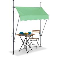RELAXDAYS Klemmmarkise, 150 cm breit, höhenverstellbar, ohne Bohren, UV-beständig, Sonnenschutz Balkon, grün/grau