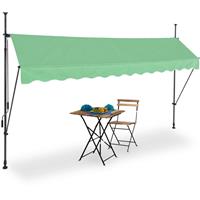RELAXDAYS Klemmmarkise, 350 cm breit, höhenverstellbar, ohne Bohren, UV-beständig, Sonnenschutz Balkon, grün/grau