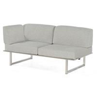 SONNENPARTNER Lounge-Eckmodul 2-Sitzer links Lotus Edelstahl mit Teakholz Loungesofa