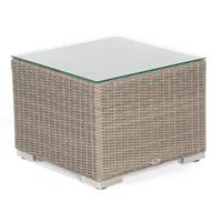 SONNENPARTNER Lounge-Tisch Residence 60x60 cm Aluminium mit Polyrattan stone-grey mit Glas Loungetis