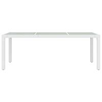 Vidaxl Gartentisch Weiß 190x90x75 Cm Hartglas Und Poly Rattan