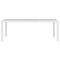 vidaXL Tuintafel 190x90x75 cm gehard glas en poly rattan wit