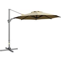 Outsunny Freischwingender Schirm mit 360° Rotation, Kreuzstand, Khaki