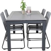 Hioshop Albany tuinmeubelset tafel 90x152/210cm en 4 stoel A Lindos