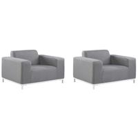 BELIANI Fauteuil bekleding grijs/wit frame set van 2 ROVIGO