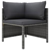 2-delige Loungeset met kussens poly rattan grijs