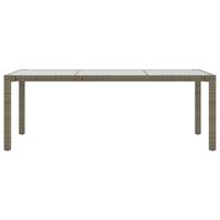 vidaXL Tuintafel 190x90x75 cm gehard glas en poly rattan grijs