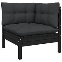 VIDAXL 3-tlg. Garten-Lounge-Set mit Kissen Schwarz Kiefer Massivholz - Schwarz