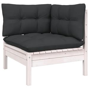 VIDAXL 3-tlg. Garten-Lounge-Set mit Kissen Weiß Kiefer Massivholz - Weiß - 