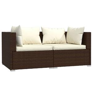 VIDAXL 2-Sitzer-Sofa mit Kissen Braun Poly Rattan - Braun