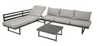 DEGAMO Funktions Lounge Set BOGOTA, Aluminium matt-grau, Polster hellgrau