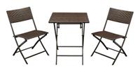 DEGAMO Bistroset ROSSANO 3-teilig klappbar, Metall + Polyrattan braun bicolor
