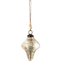 Kerstbal Ø 7*9 cm Zilverkleurig Glas Kerstboomversiering Kerstversiering Kerstdecoratie