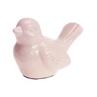 Decoratie Dieren Beeld Vogel Roze Met Staart Omhoog 12 Cm - Tuinbeelden